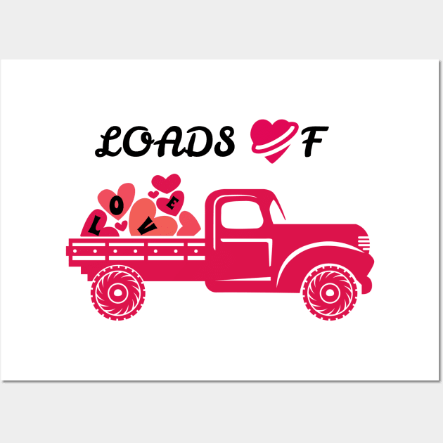 Loads of Love Valentine's Day Pickup Truck Wall Art by hippyhappy